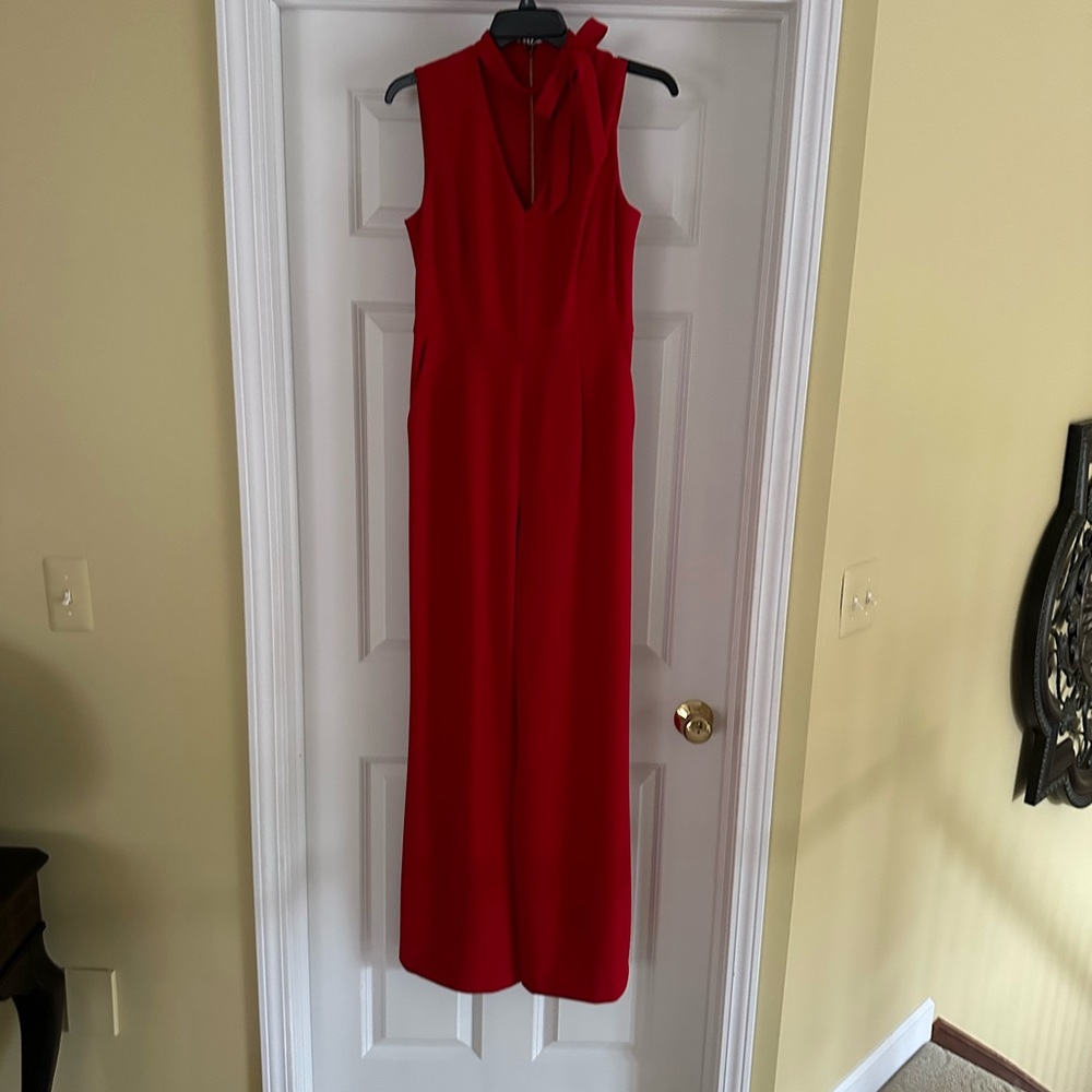 Red jumpsuit, crêpe, Calvin Klein, size 6, worn twice